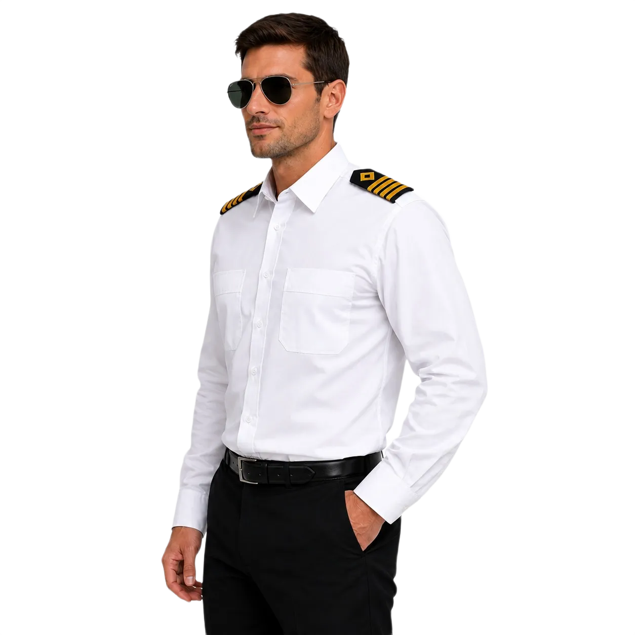 Merchant Navy Premium White Shirt 100% Cotton With Shoulder Strap - Full Sleeves - Image 2