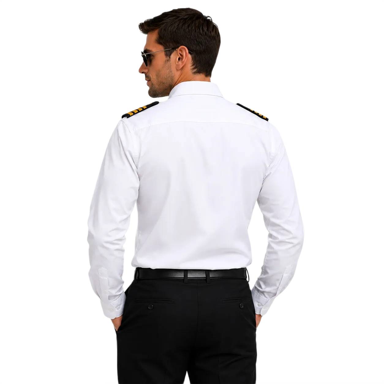 Merchant Navy Premium White Shirt 100% Cotton With Shoulder Strap - Full Sleeves - Image 3