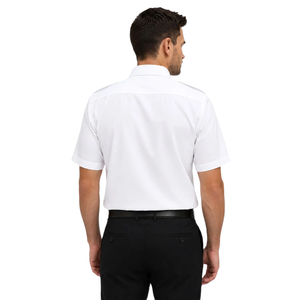 Merchant Navy Premium White Shirt 100% Cotton With Shoulder Strap - Half Sleeves - Image 4