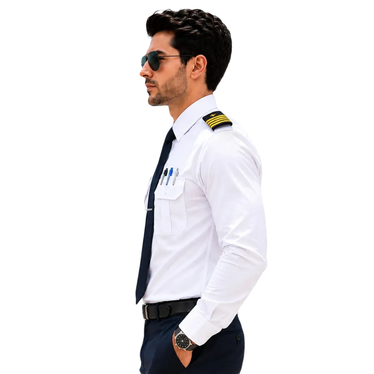 JAHAAZI Premium Airline/Pilot/Merchant Navy Shirt 100% Cotton | shoulder Strap | Pen Holder - Image 3